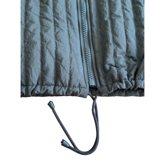 Topshop Quilted Oversized Bomber Liner Jacket  Charcoal Green Mob Wife 8-10 - Picture 11 of 13